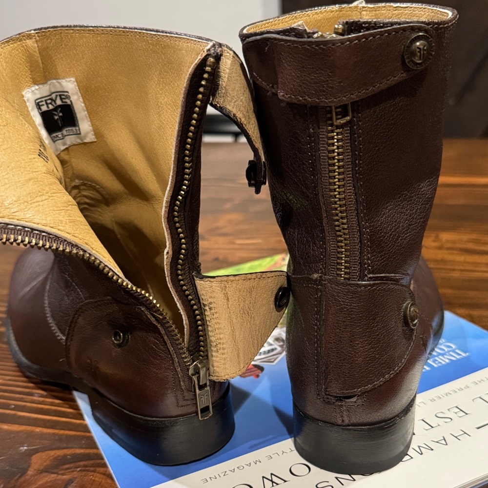 Frye Melissa Dark Brown Ankle Boots - Picture 6 of 11